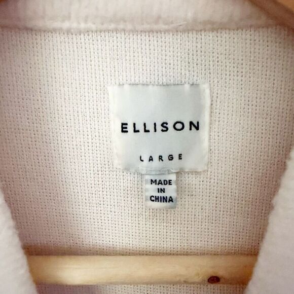 ELLISON | Cream Long Line Notch Collarless Coat Jacket Gold Zippers | Large - Picture 7 of 11